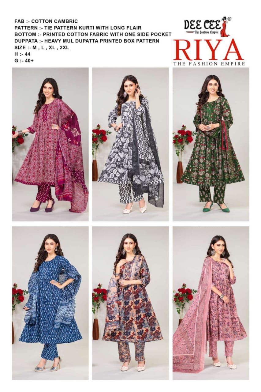 Riya By Dee Cee Cotton Flaired Printed Kurti Bottom With Dupatta Wholesale Market In Surat With Price
